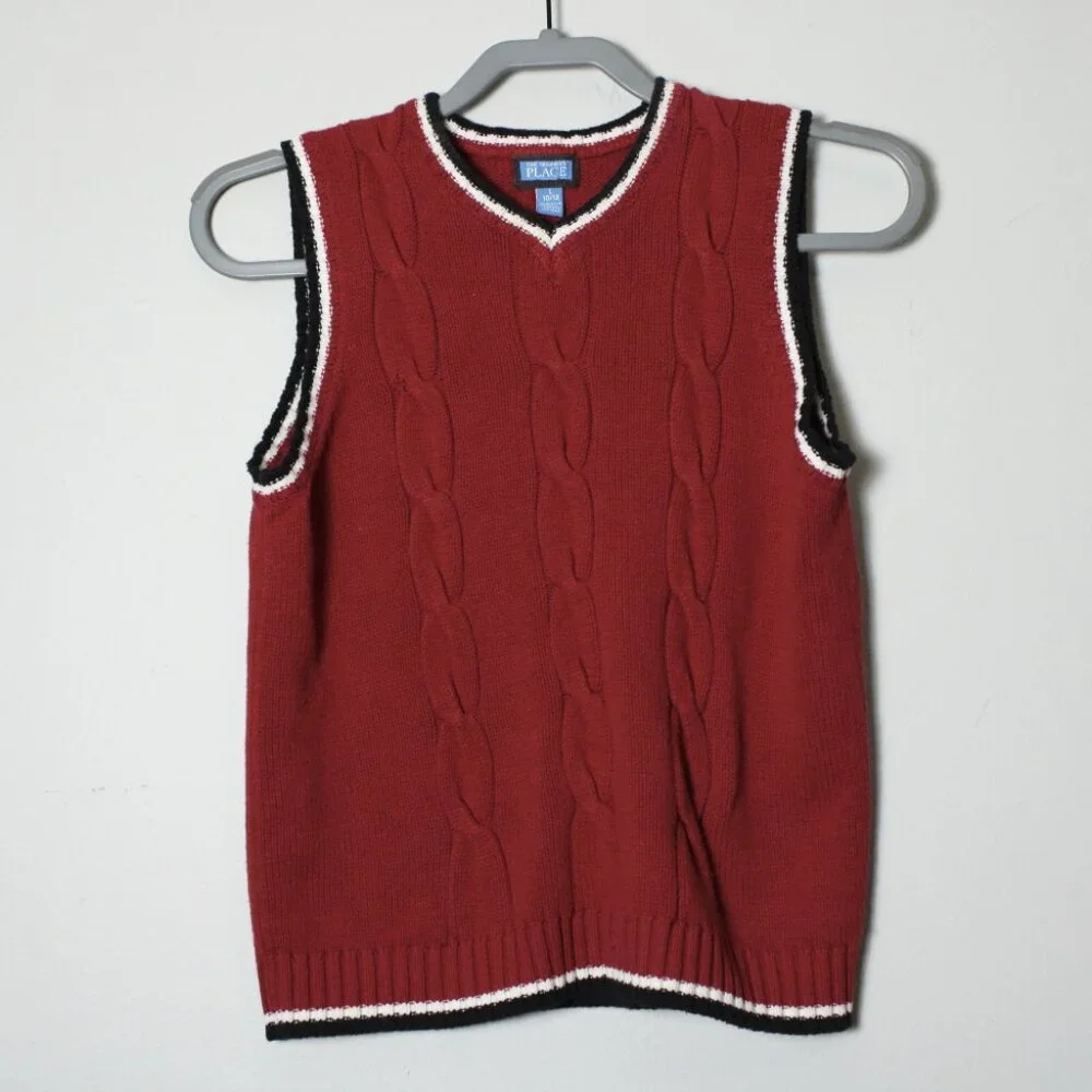 Children's Place Orange Sweater Vest 10/12 (L)